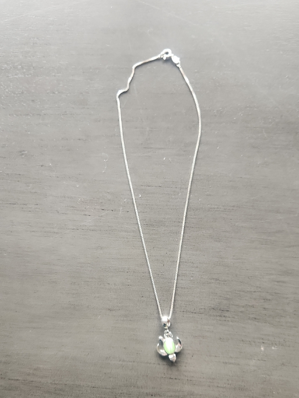 Sterling Silver Green Opal Turtle Pendant Necklace